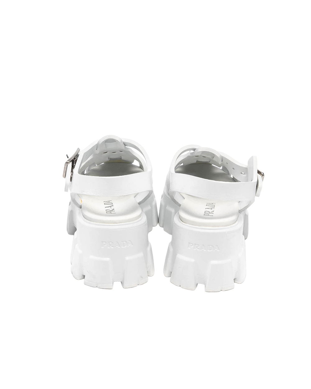 PRADA MONOLITH RUBBER SANDALS 37 WHITE SHW 3234