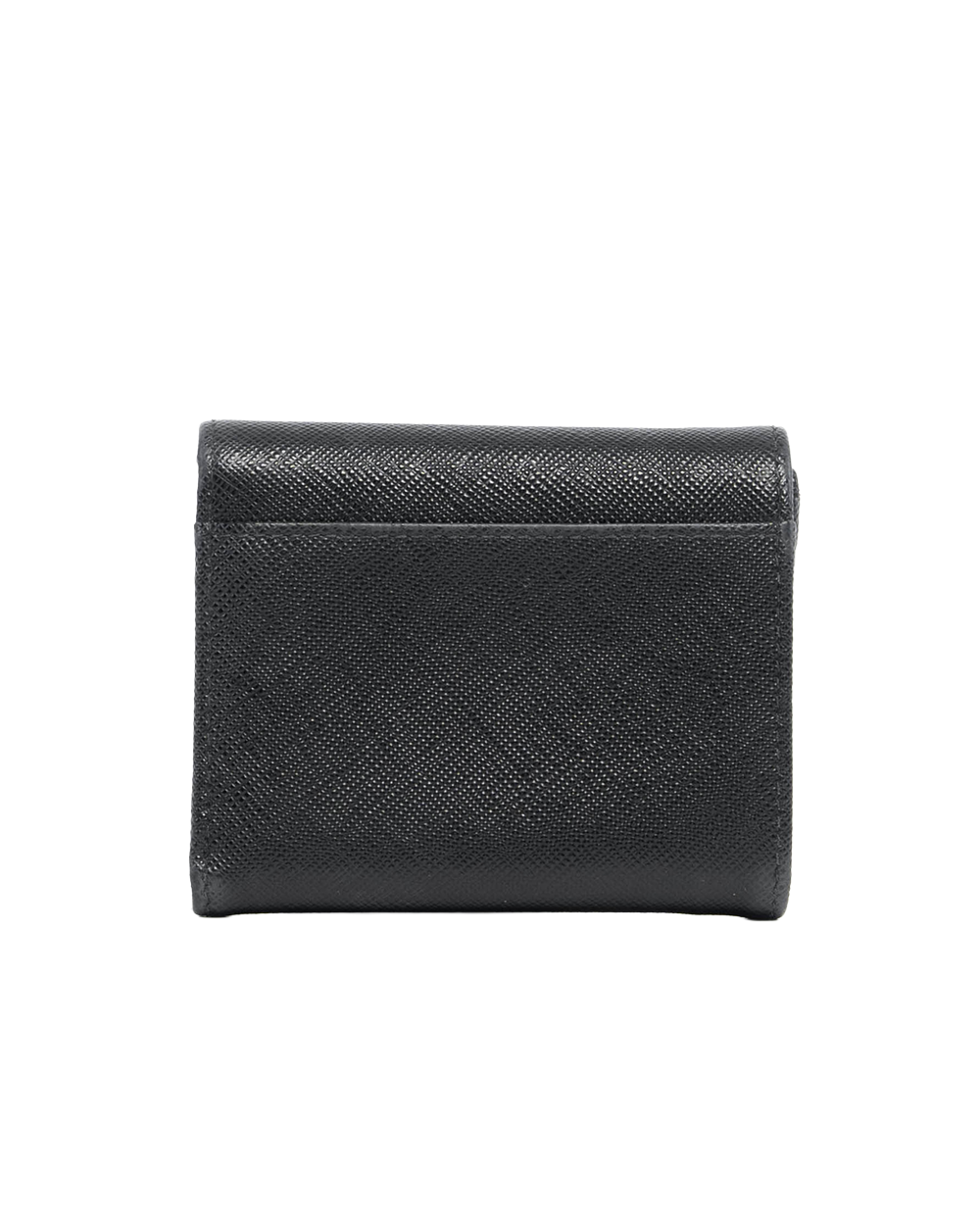 PRADA SAFFIANO WALLET SHORT BLACK SAFFIANO LEATHER GHW MICROCHIP 7271