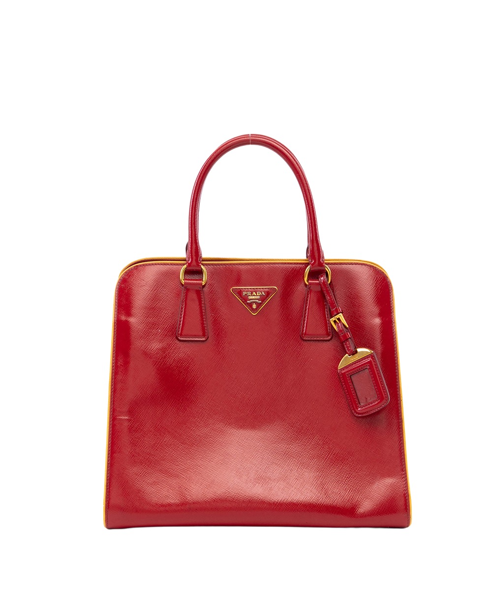 PRADA SATCHEL TOTE RED SAFIANO PATENT GHW 0136