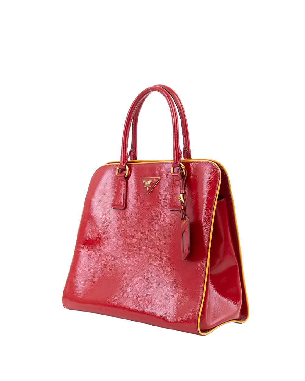 PRADA SATCHEL TOTE RED SAFIANO PATENT GHW 0137