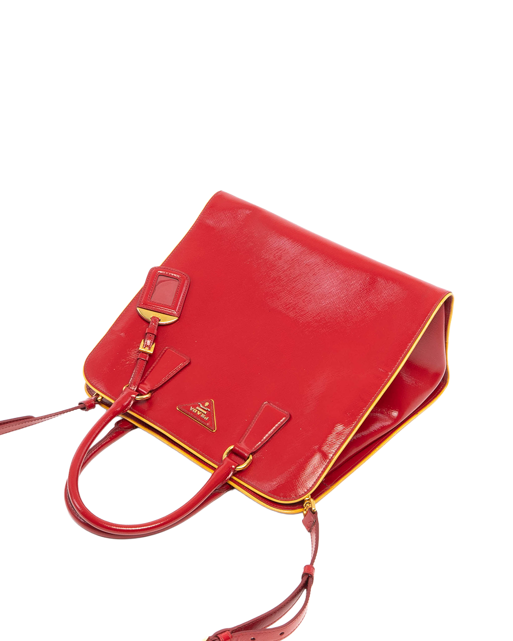 PRADA SATCHEL TOTE RED SAFIANO PATENT GHW 0149