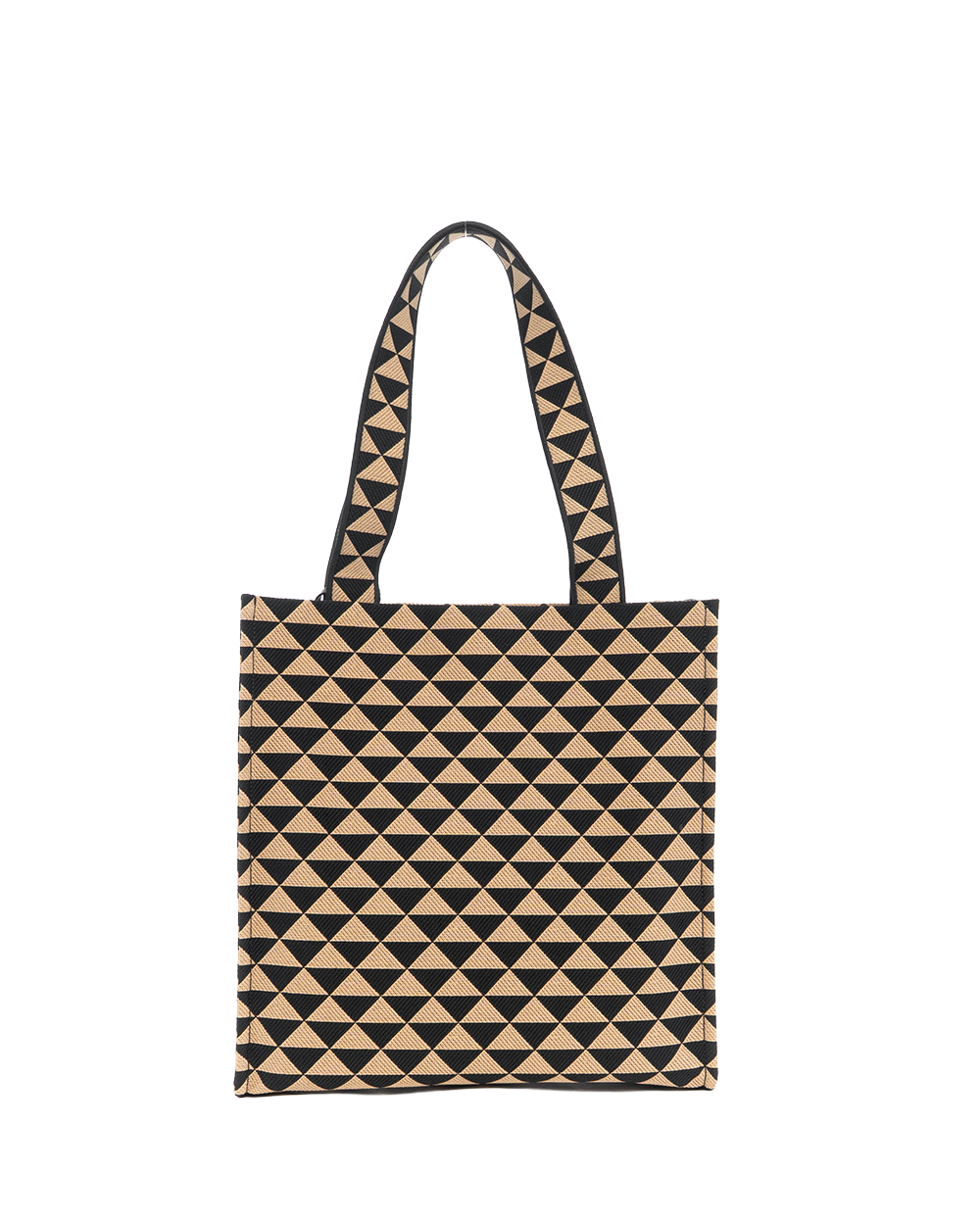 PRADA SYMBOLE TOTE LARGE BLACK BEIGE JACQUARD GHW 01039