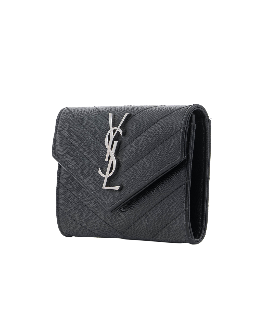 YSL CARD HOLDER SHORT BLACK CHEVRON SHW GUE 414404 0421 1128