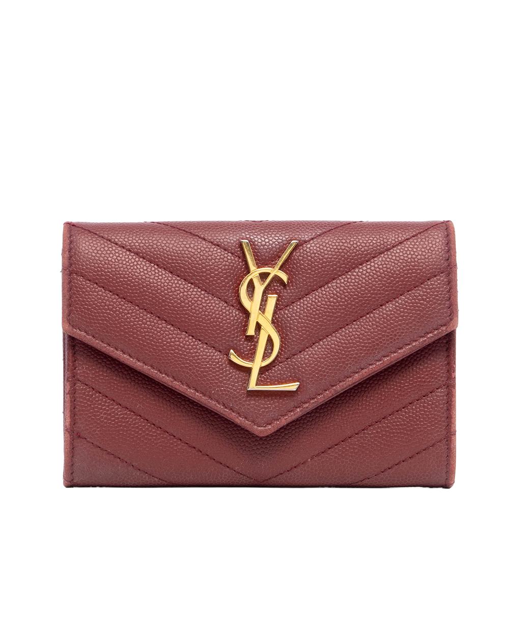 YSL CARD HOLDER SHORT RED BURGANDY CALF GHW ART 414404 1120 09690