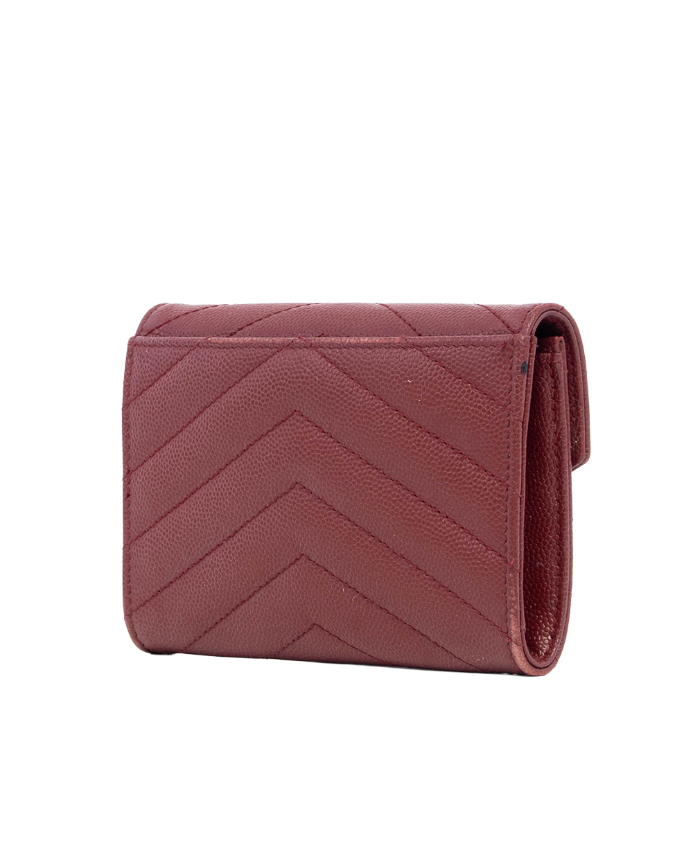 YSL CARD HOLDER SHORT RED BURGANDY CALF GHW ART 414404 1120 09692