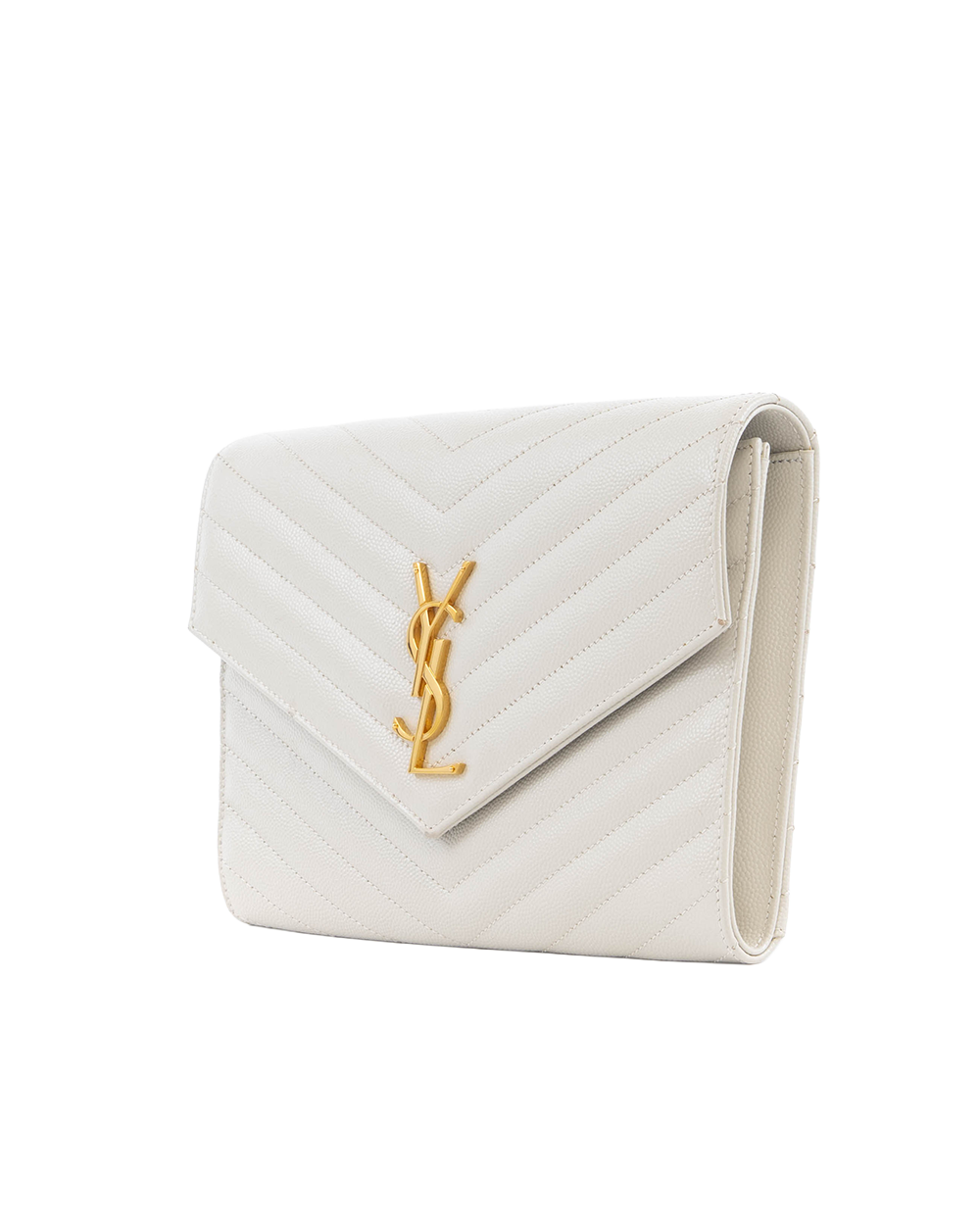 YSL CLUTCH BEIGE CHEVRON GHW TCT 617662 0122 5035
