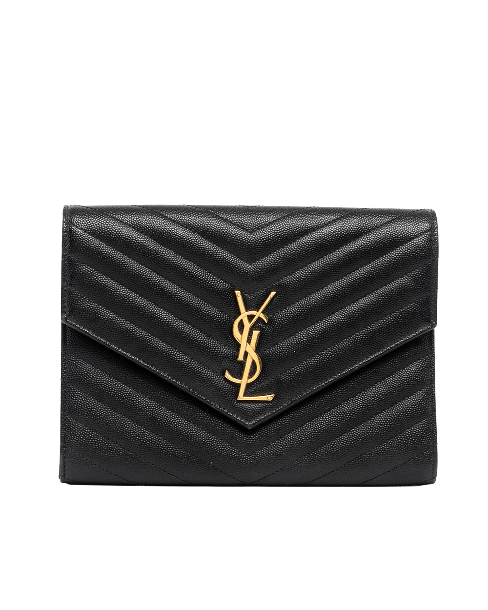 YSL CLUTCH BLACK CHEVRON GHW GNC 617662 1122 09503