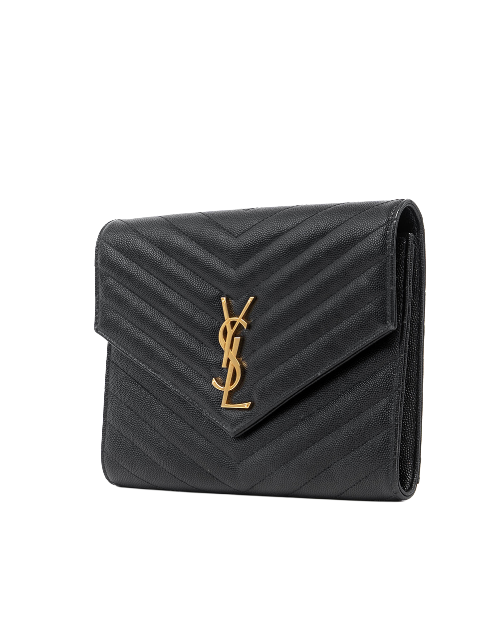 YSL CLUTCH BLACK CHEVRON GHW GNC 617662 1122 09504