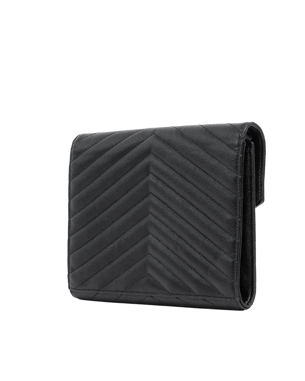 YSL CLUTCH BLACK CHEVRON GHW GNC 617662 1122 09505