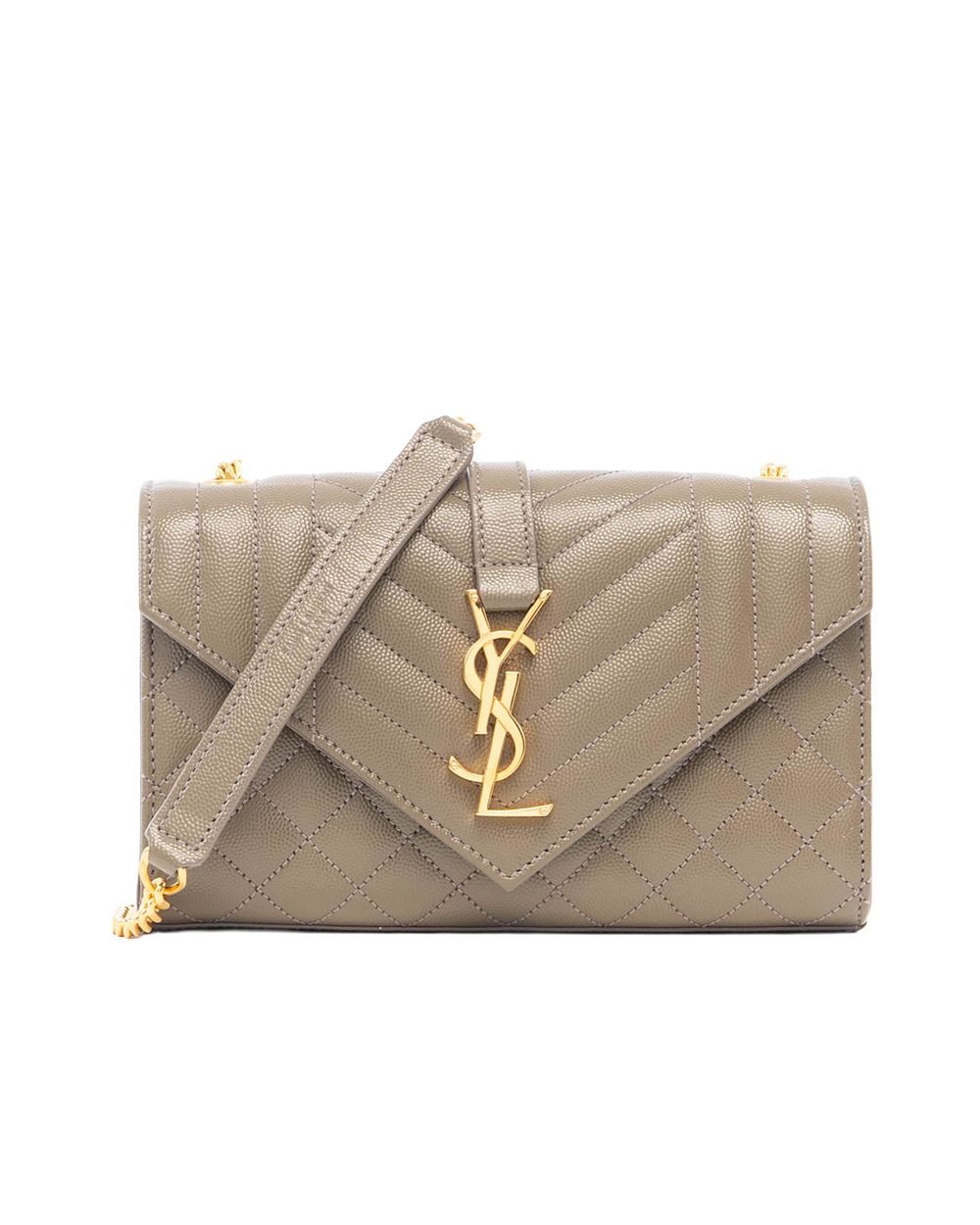 YSL ENVELOPE SMALL GREY TAUPE CAVIAR GHW VTM 600195 0323 0184