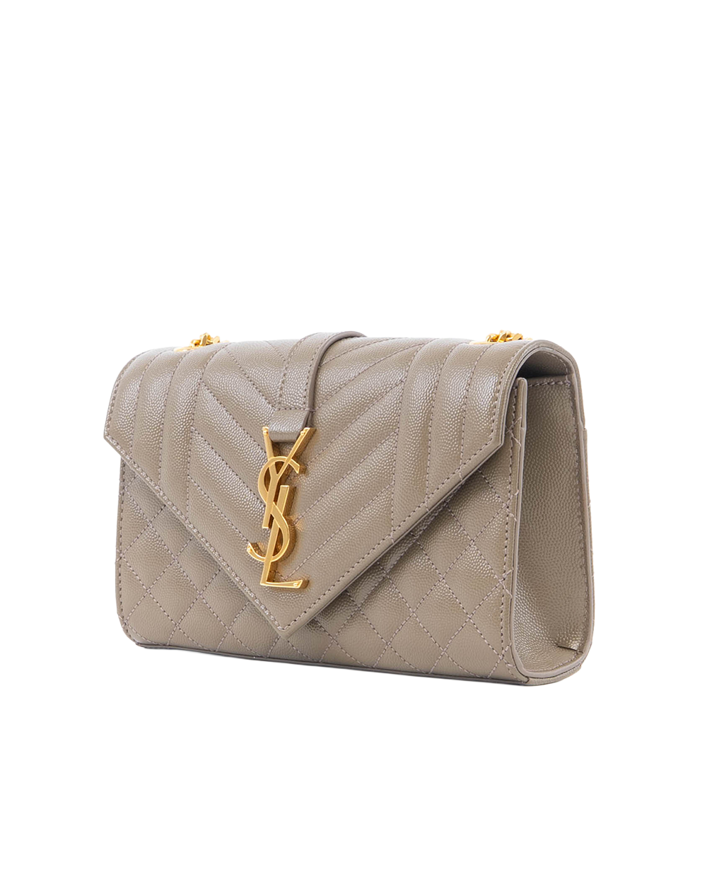 YSL ENVELOPE SMALL GREY TAUPE CAVIAR GHW VTM 600195 0323 0186
