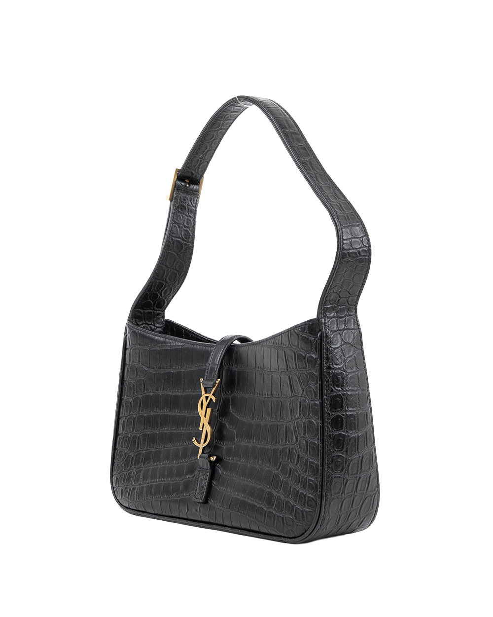 YSL HOBO BLACK CROC EMBOSSED GHW P WR 657288 0821 01073