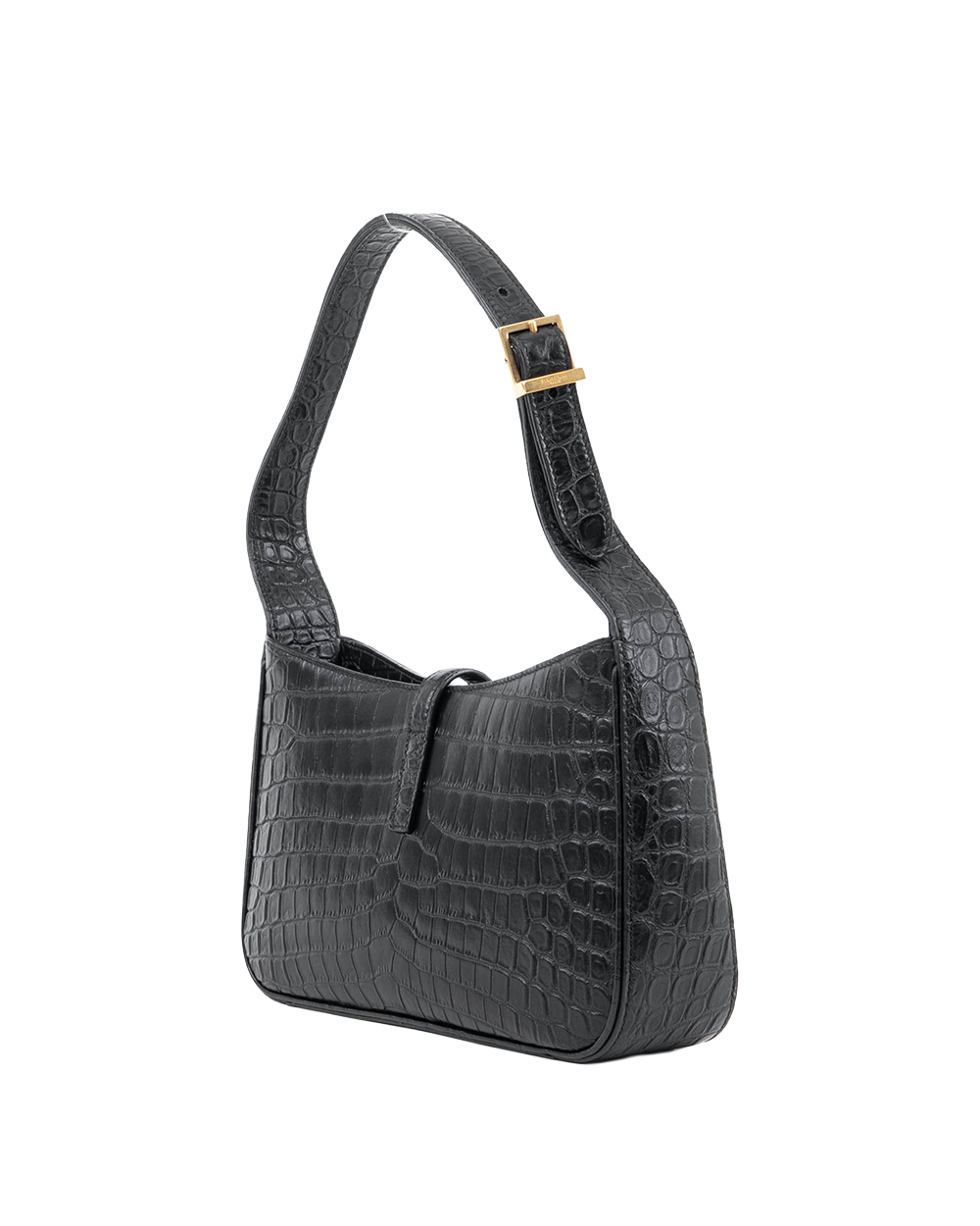 YSL HOBO BLACK CROC EMBOSSED GHW P WR 657288 0821 01074