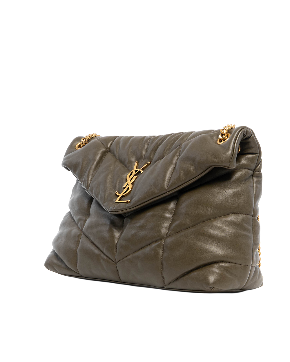 YSL LOU PUFFER MEDIUM GREEN CALF GHW GUE 577475 0720 1758