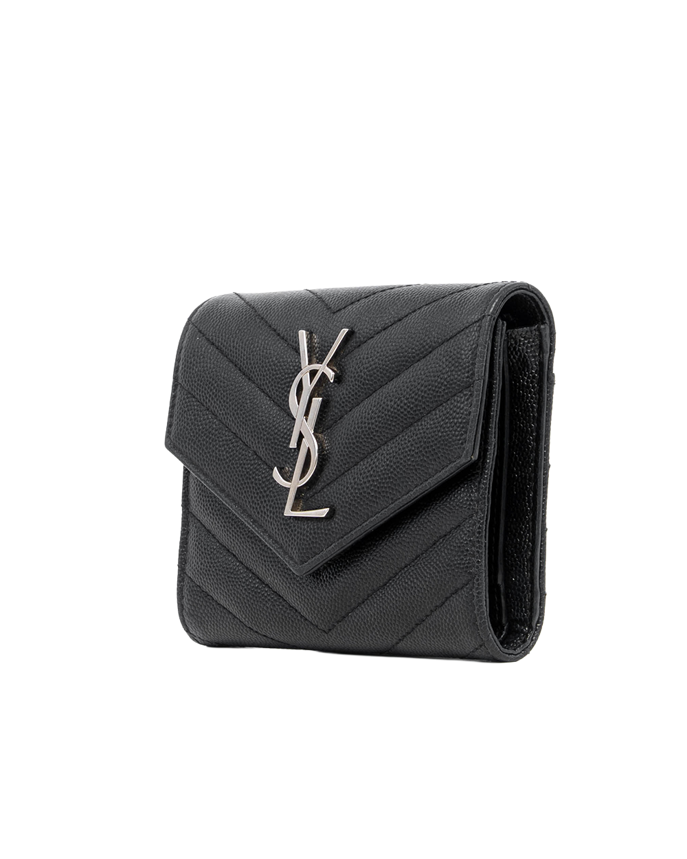 YSL TRI FOLD WALLET SHORT BLACK CHEVRON SHW INN 403943 0620 5165