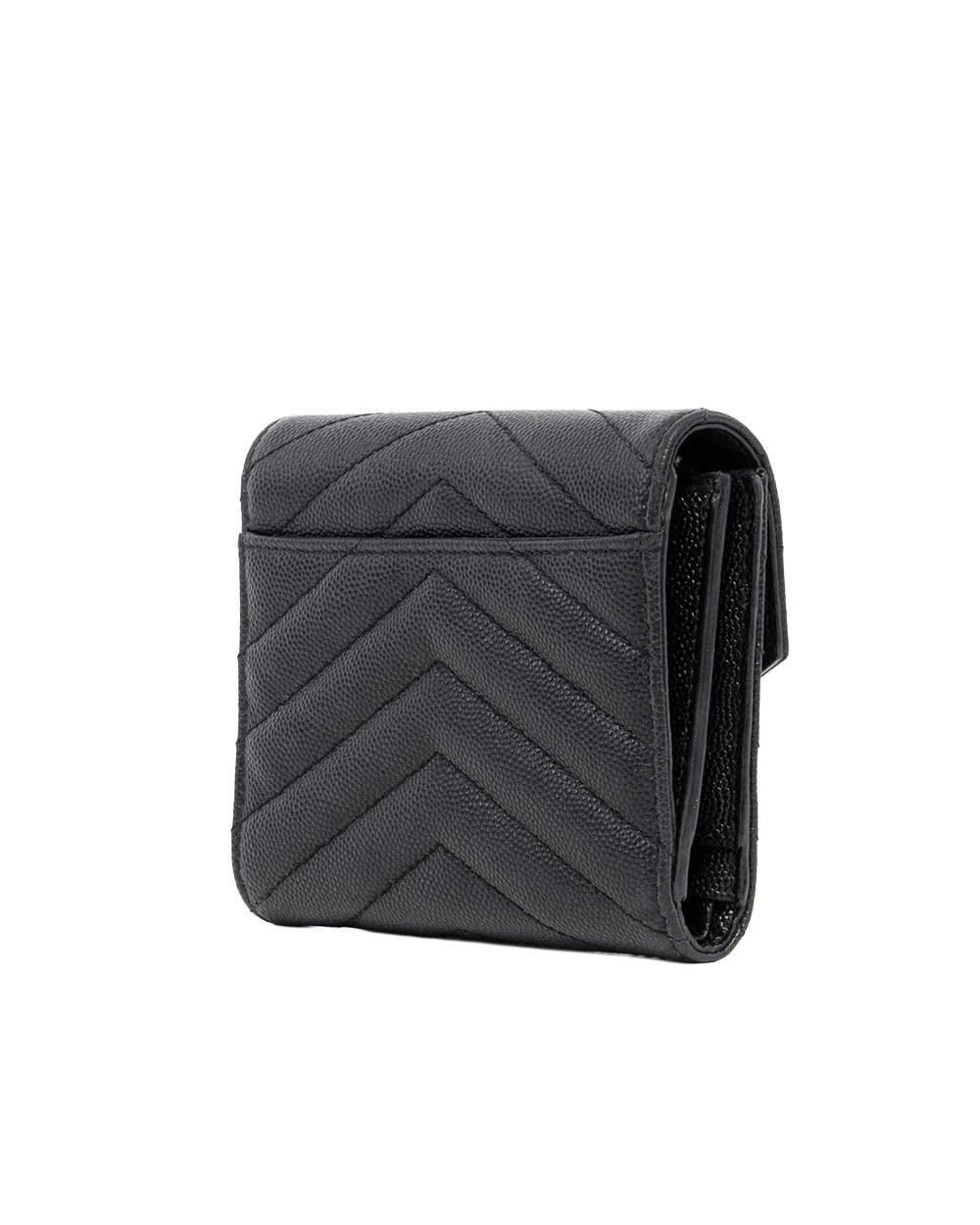 YSL TRI FOLD WALLET SHORT BLACK CHEVRON SHW INN 403943 0620 5166