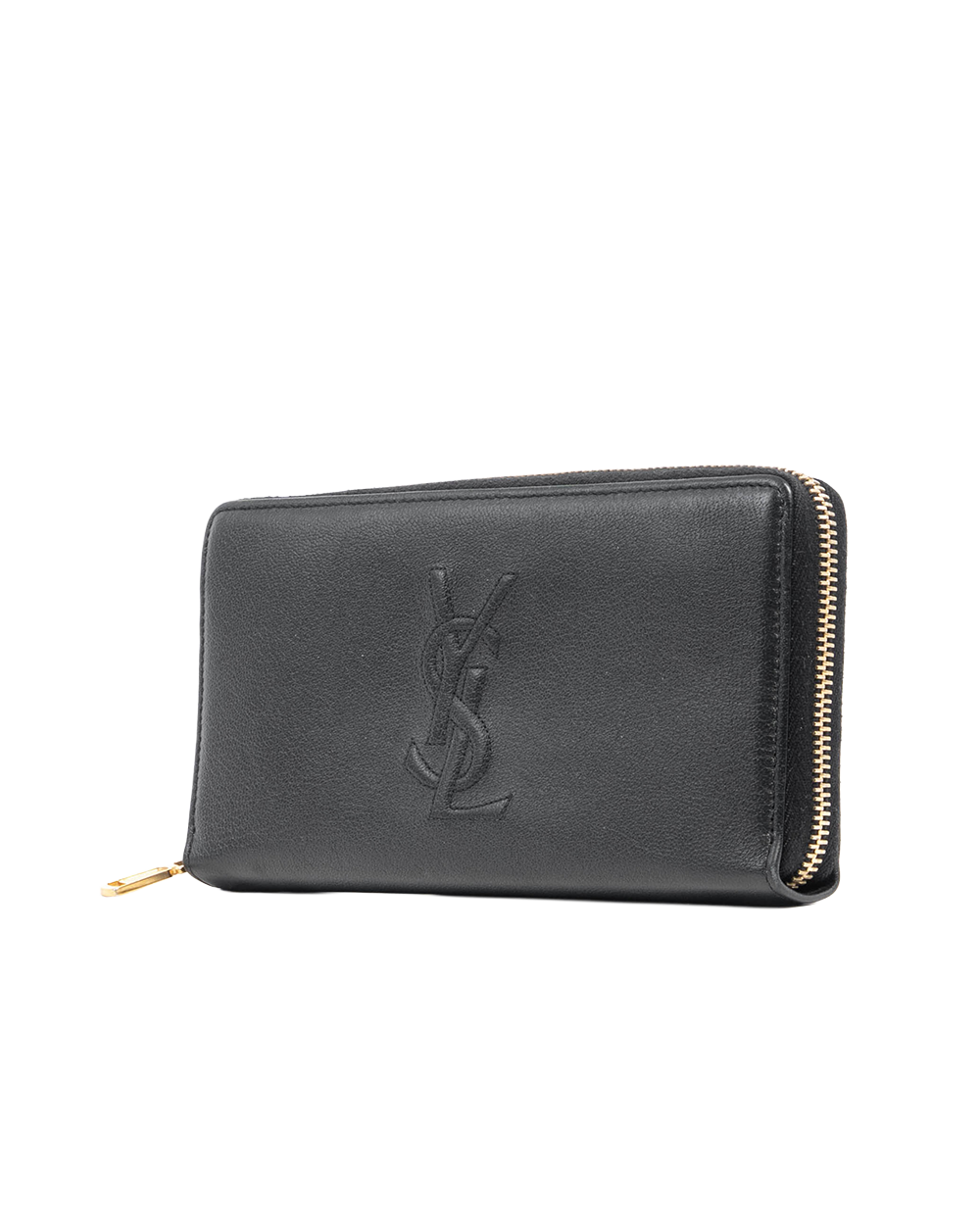 YSL ZIPPY WALLET LONG BLACK CALF GHW Y2015 09620