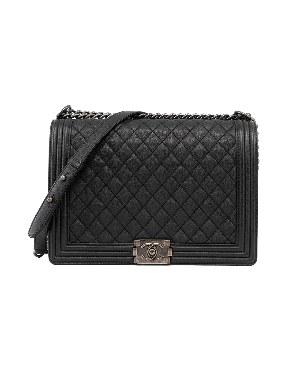 BA244442 CHANEL BOY JUMBO BLACK CALF RGHW 18262741