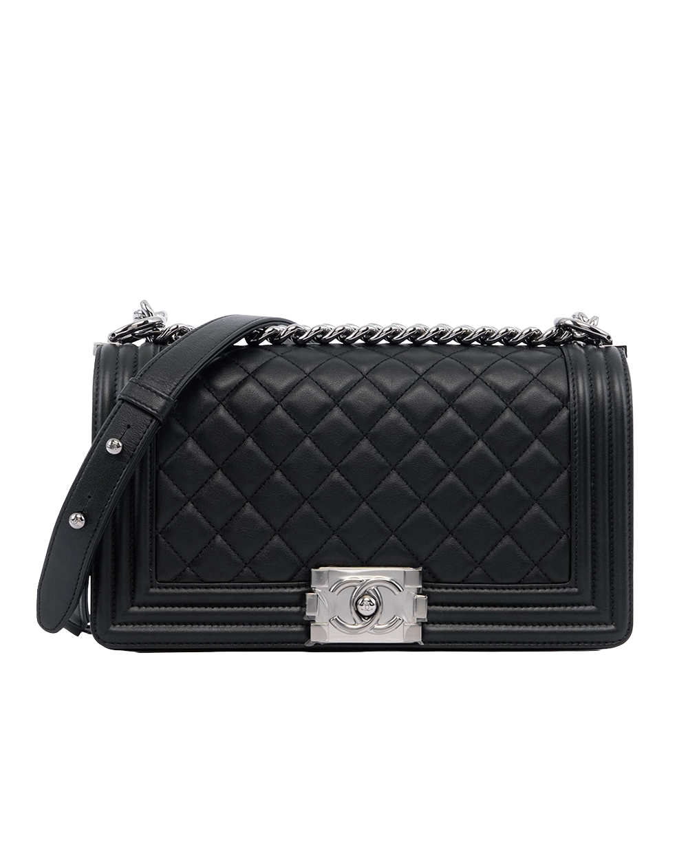 BA250851 NEW CHANEL BOY 10 BLACK LAMB SHW G9L077LE