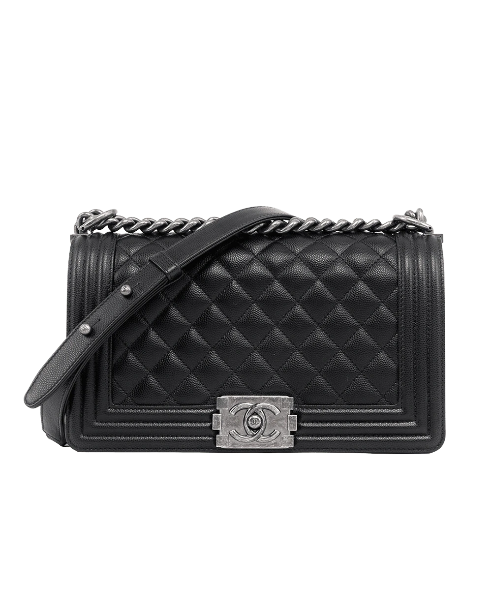 BA251929 CHANEL BOY 10 BLACK CAVIAR RHW UP8C8E77