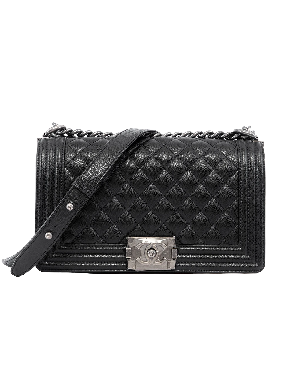 BA252281 CHANEL BOY 10 BLACK CAVIAR RHW 31345340