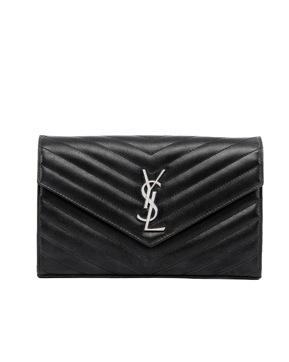 BA253300 YSL WOC 9.5 BLACK CHEVRON SHW GUB 377282 06622