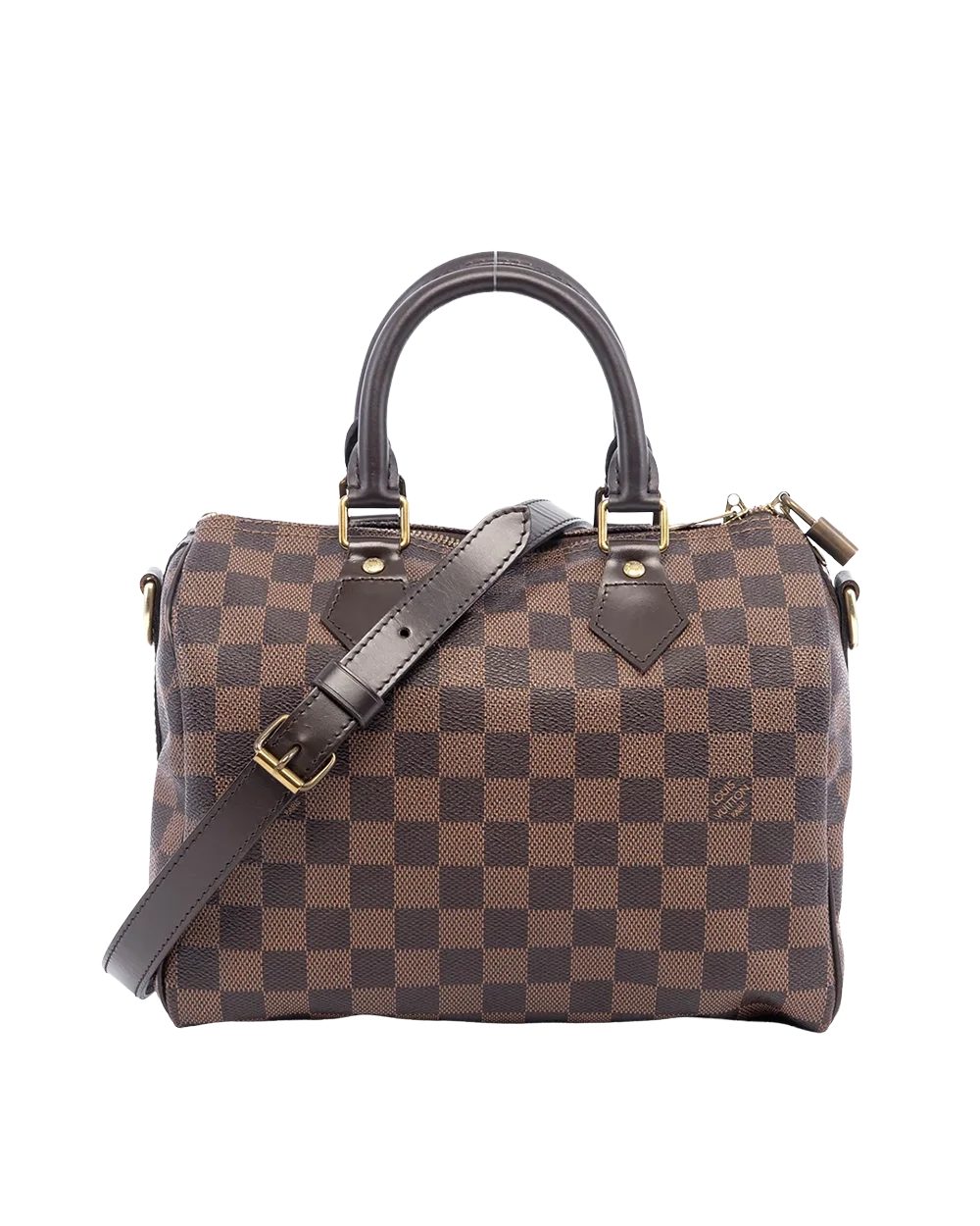 BA254202 LV SPEEDY BAND 25 BROWN DAMIER CANVAS GHW