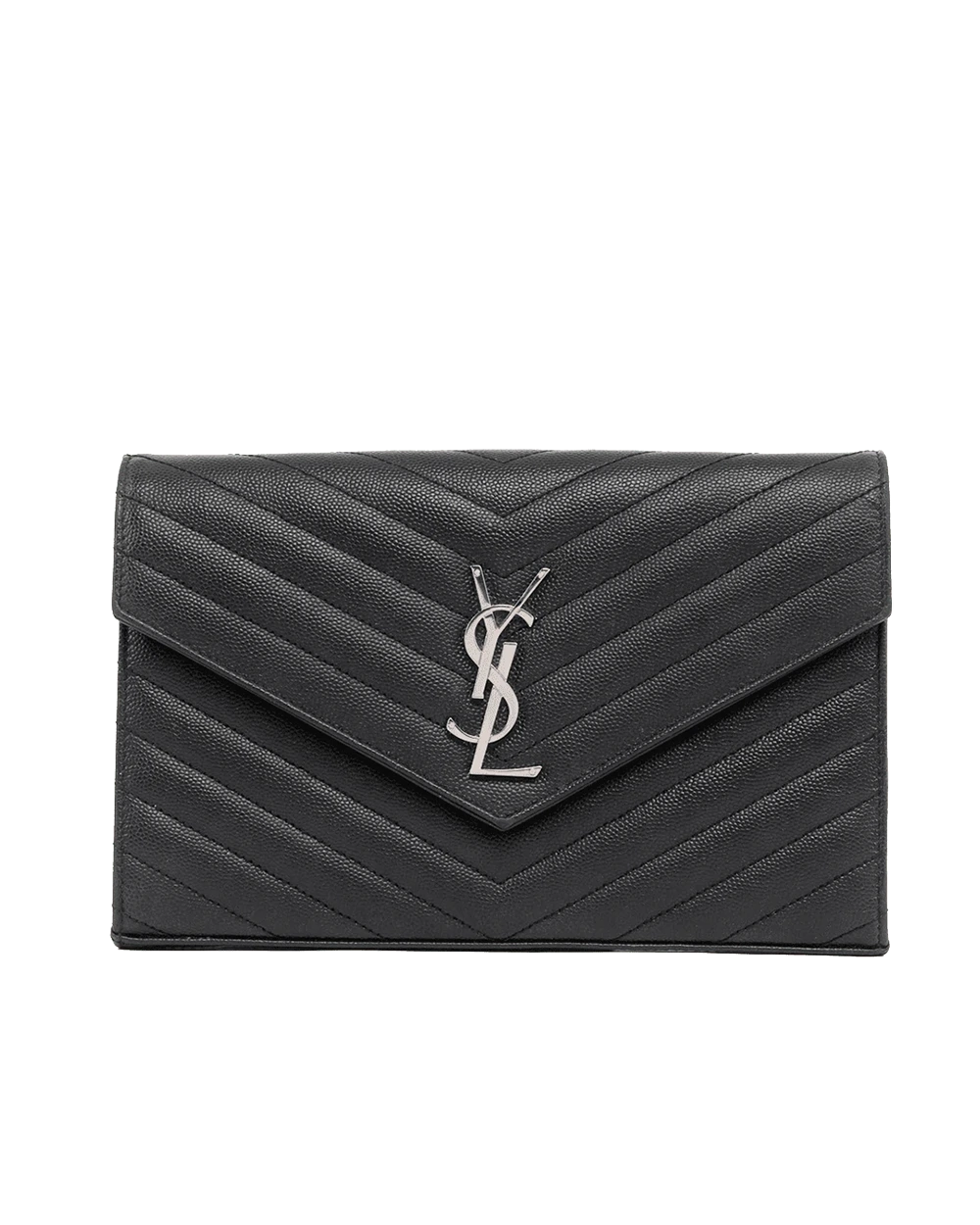 BA255397 YSL WOC 9.5 BLACK CHEVRON SHW GUE 377828 0522