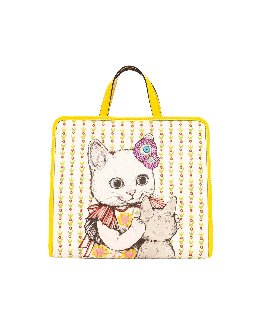 BA258517 GUCCI CHILDREN S TOTE YELLOW CAT GG MONOGRAM CANVAS SHW
