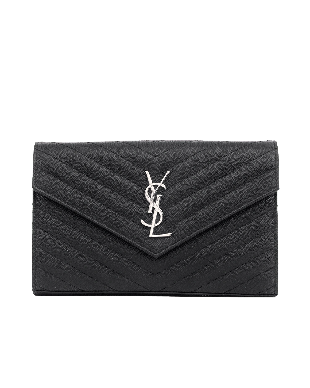 BA259475 YSL WOC 9.5 BLACK CHEVRON SHW TGR 377828 0120 2020 05968