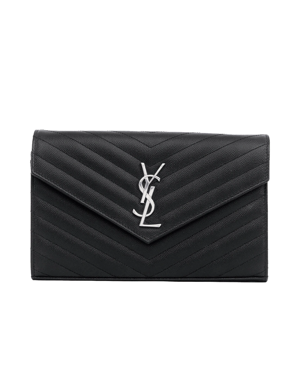BA259480 YSL WOC 9.5 BLACK CHEVRON SHW GUE 377828 1119 2020 05633