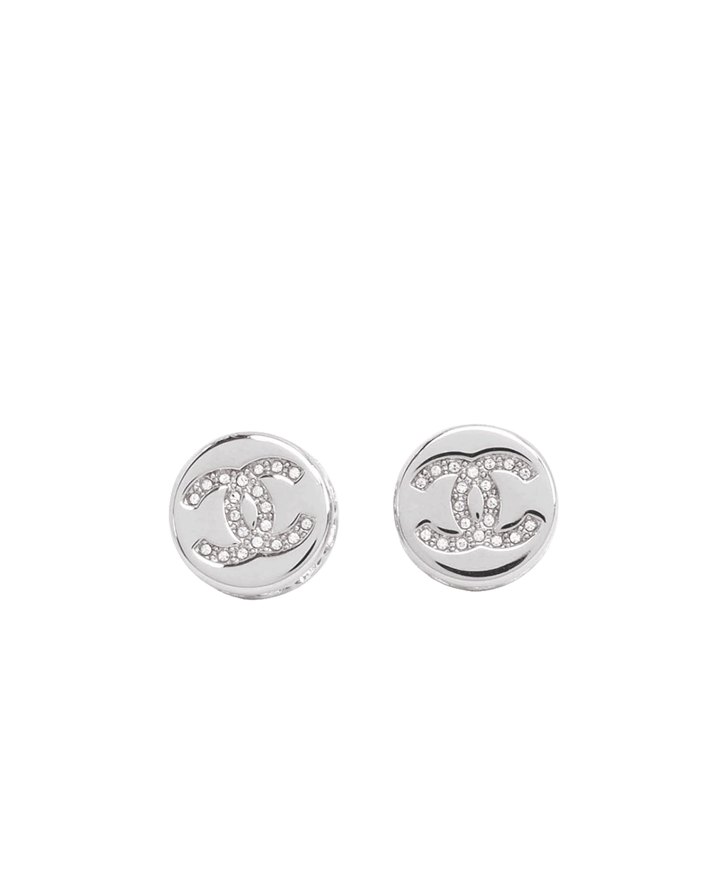 BA259521 NEW CHANEL DOUBLE C STUD EARRINGS 1.2 CM CRYSTAL SHW 06094