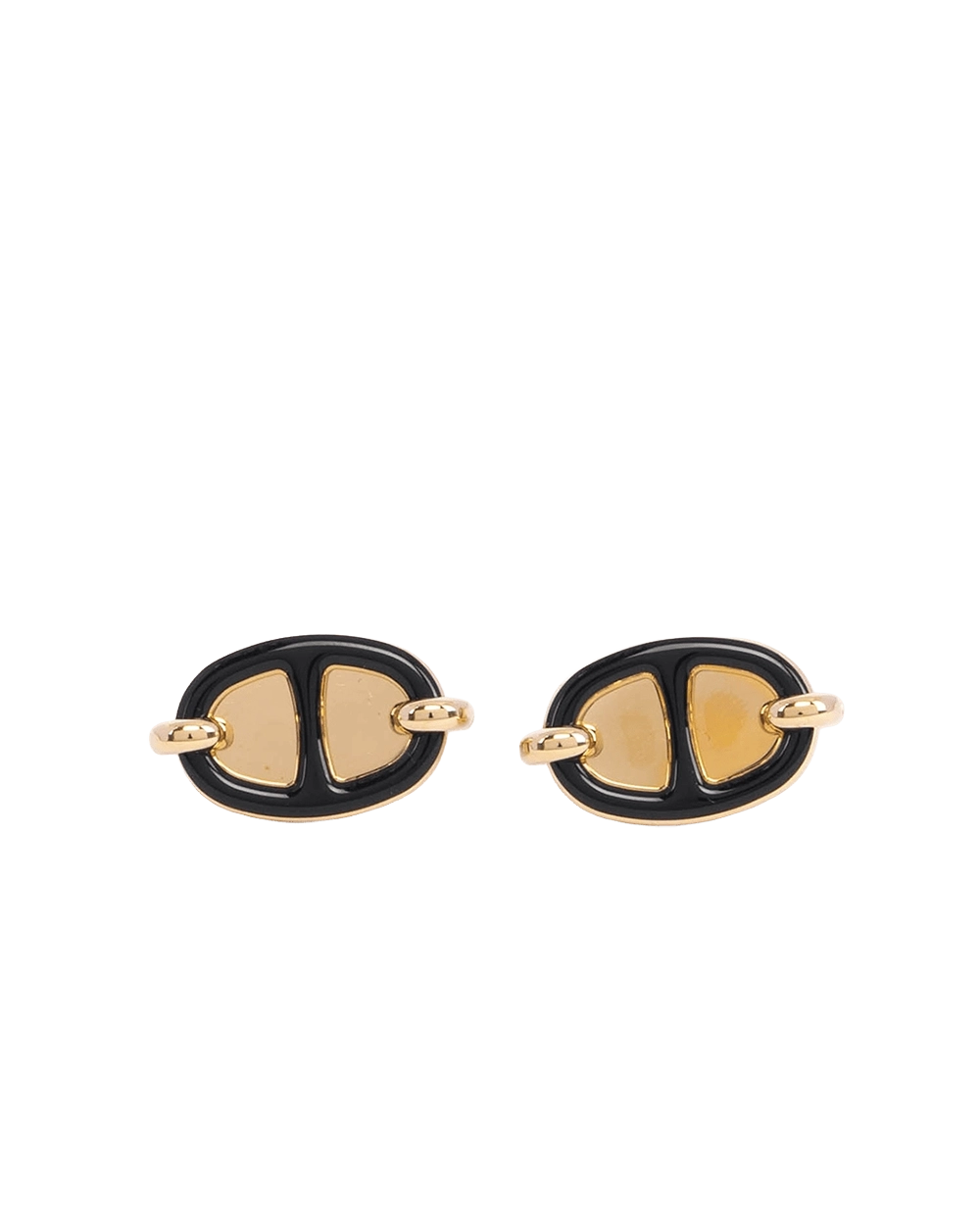 BA259542 NEW HERMES MAILLON EARRING MINI BLACK NOIR GHW ST 12 14 06118