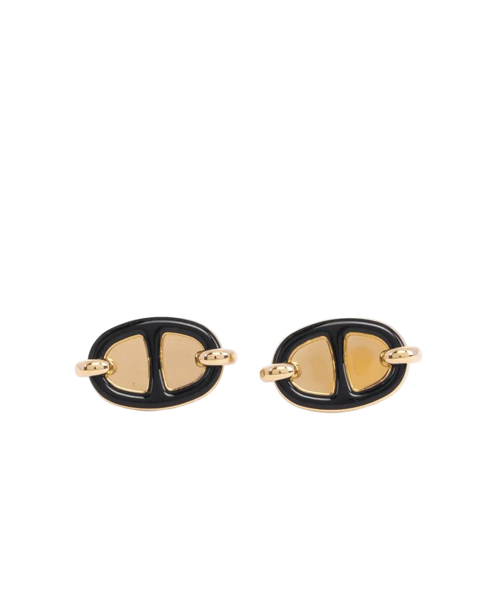 BA259542 NEW HERMES MAILLON EARRING MINI BLACK NOIR GHW ST 12 14 06118