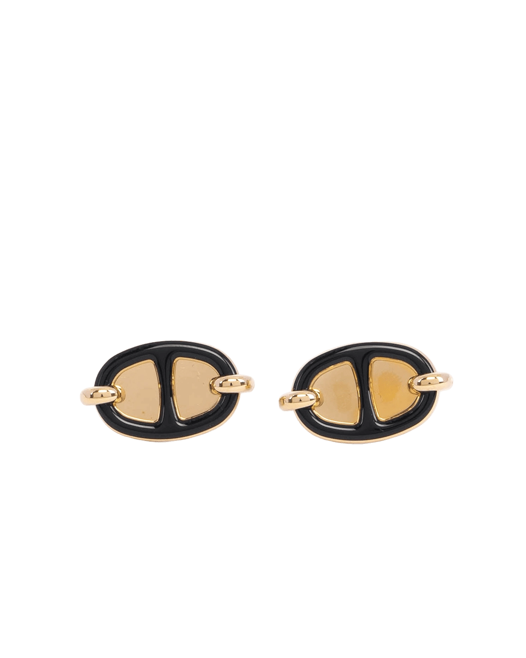 BA259542 NEW HERMES MAILLON EARRING MINI BLACK NOIR GHW ST 12 14 06118