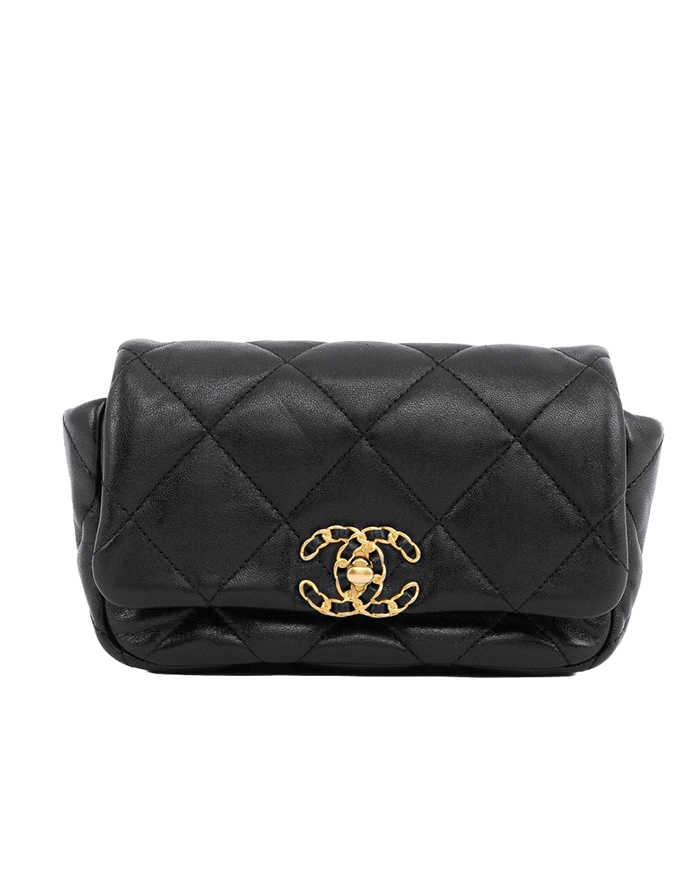BA260010 CHANEL 19 WAIST BAG BLACK LAMB GHW 29046978 05473