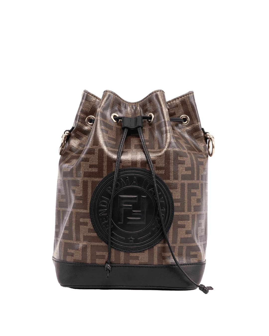 BA260031 FENDI MON TRESOR BUCKET BROWN BLACK CALF GHW result