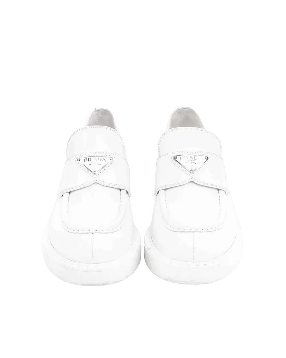 BA260048 PRADA LOAFERS 38 WHITE LEATHER SHW result