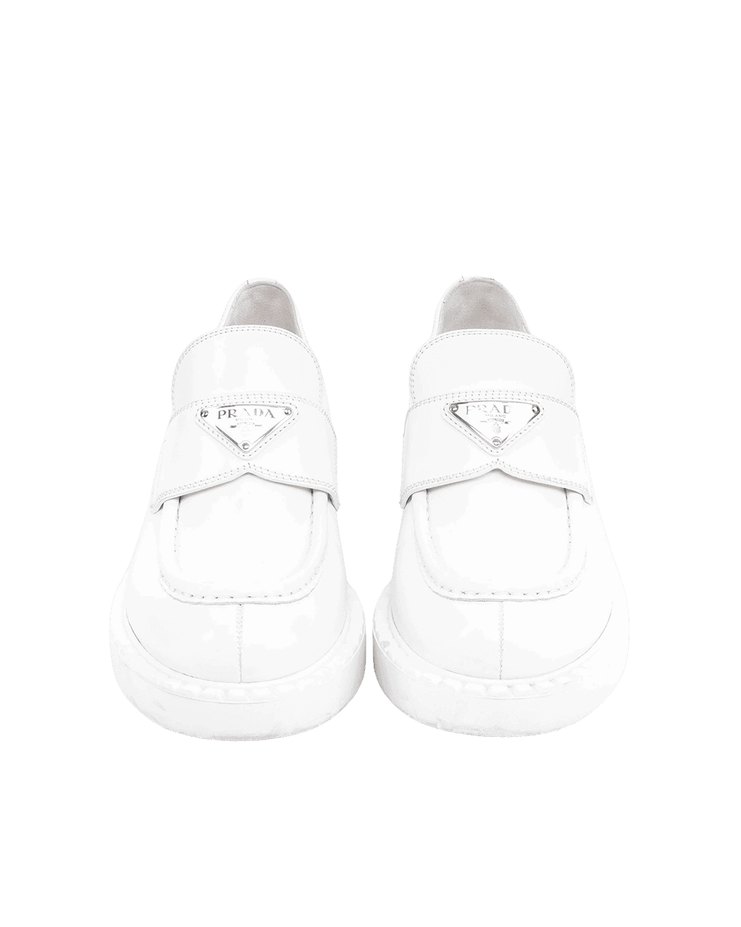 BA260048 PRADA LOAFERS 38 WHITE LEATHER SHW result