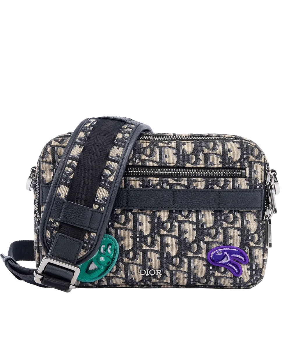 BA260124 DIOR x KENNY SCHARF SAFARI MESSENGER BLUE NAVY OBLIQUE JACUARD SHW 26 BO 0221