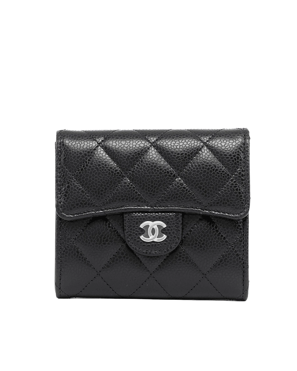 BA260185 NEW CHANEL TRI FOLD WALLET SHORT BLACK CAVIAR SHW H991954E