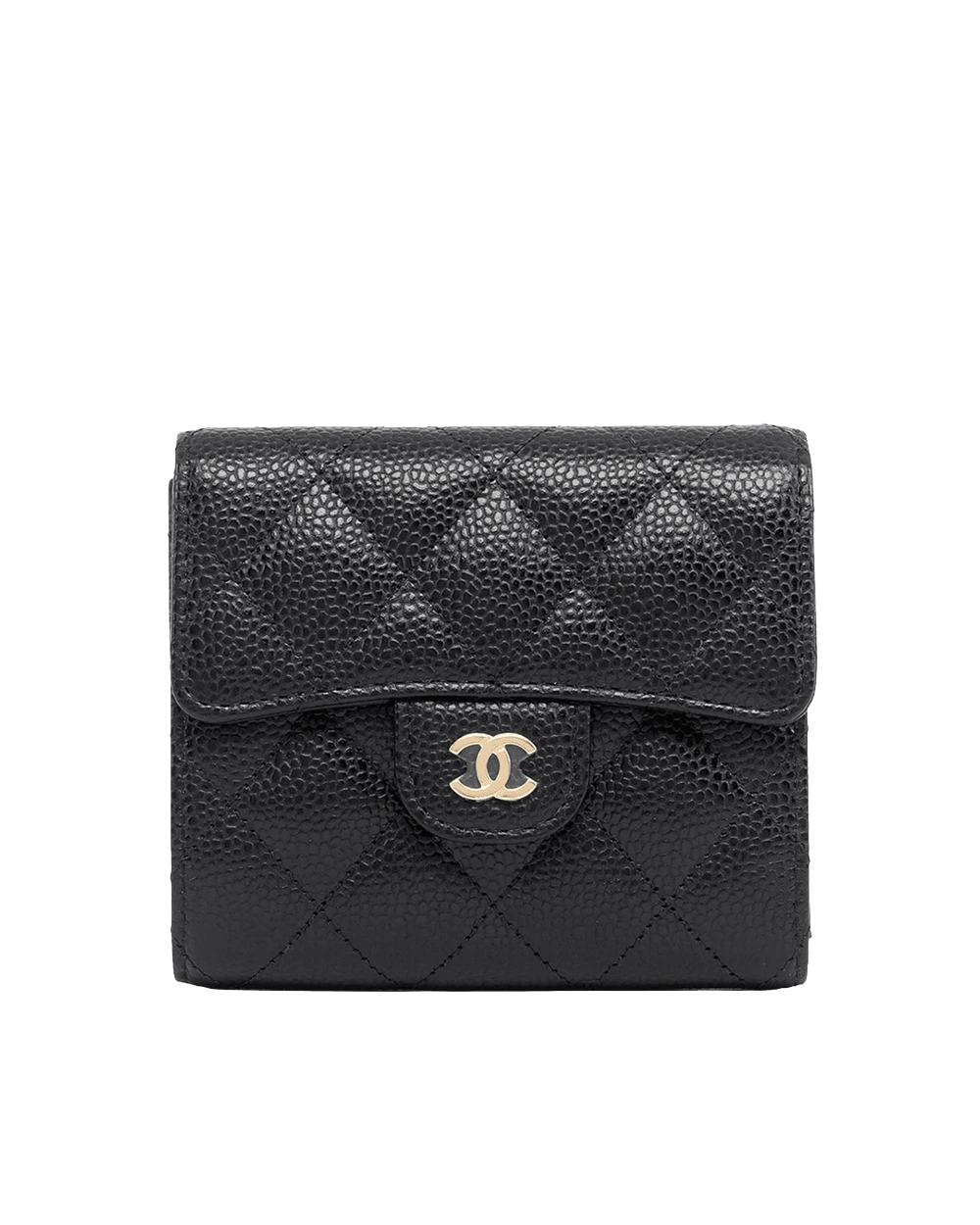 BA260187 NEW CHANEL TRI FOLD WALLET SHORT BLACK CAVIAR GHW UKCTT5L7