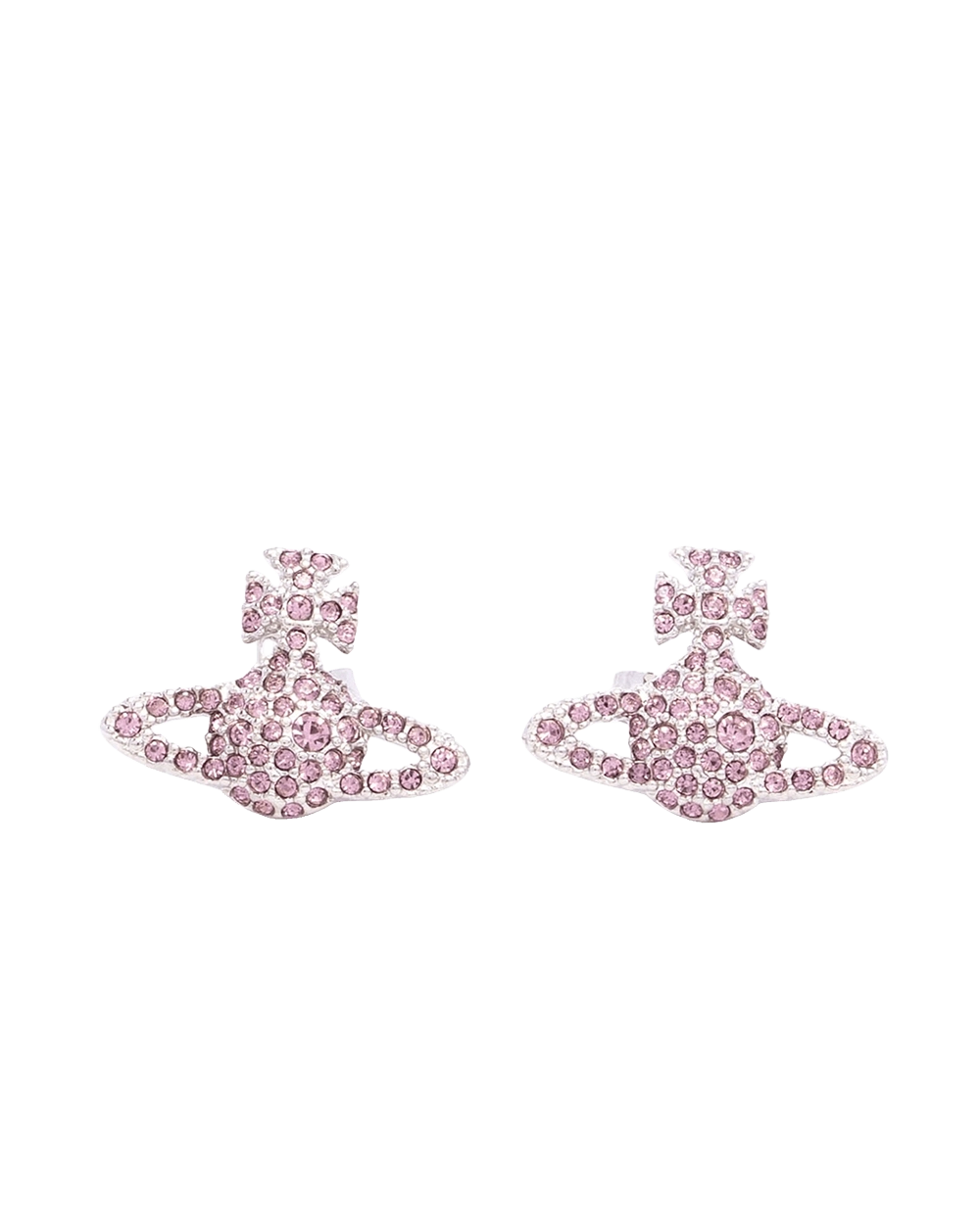 BA260204 NEW VIVIENNE WESTWOOD GRACR BAS RELIEF STUD EARRINGS 2 CM PINK CRYSTAL SHW