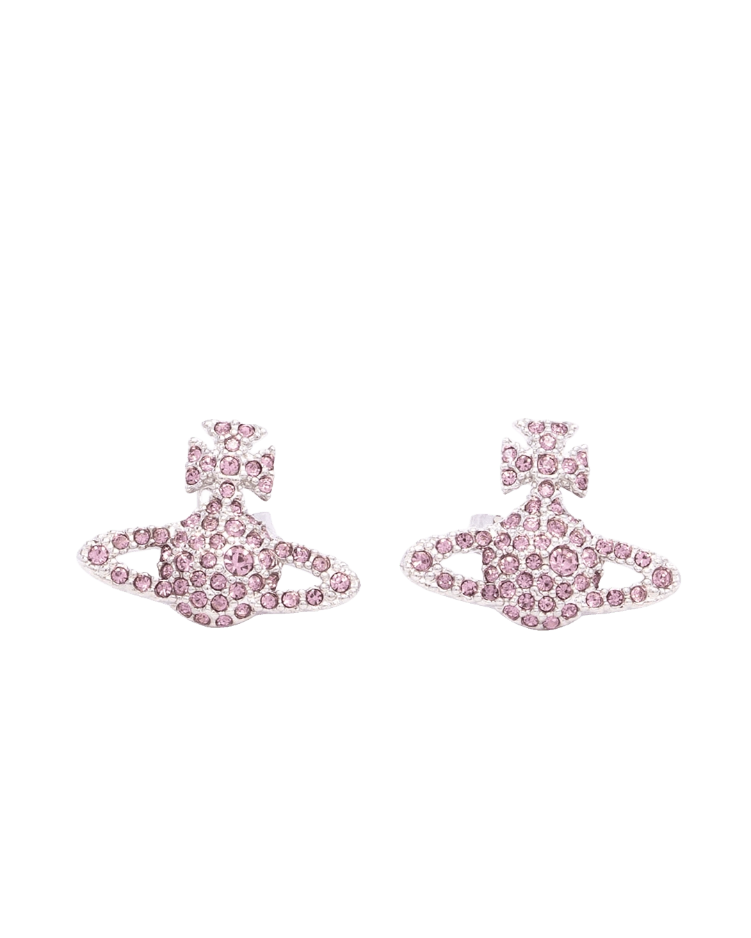 BA260204 NEW VIVIENNE WESTWOOD GRACR BAS RELIEF STUD EARRINGS 2 CM PINK CRYSTAL SHW