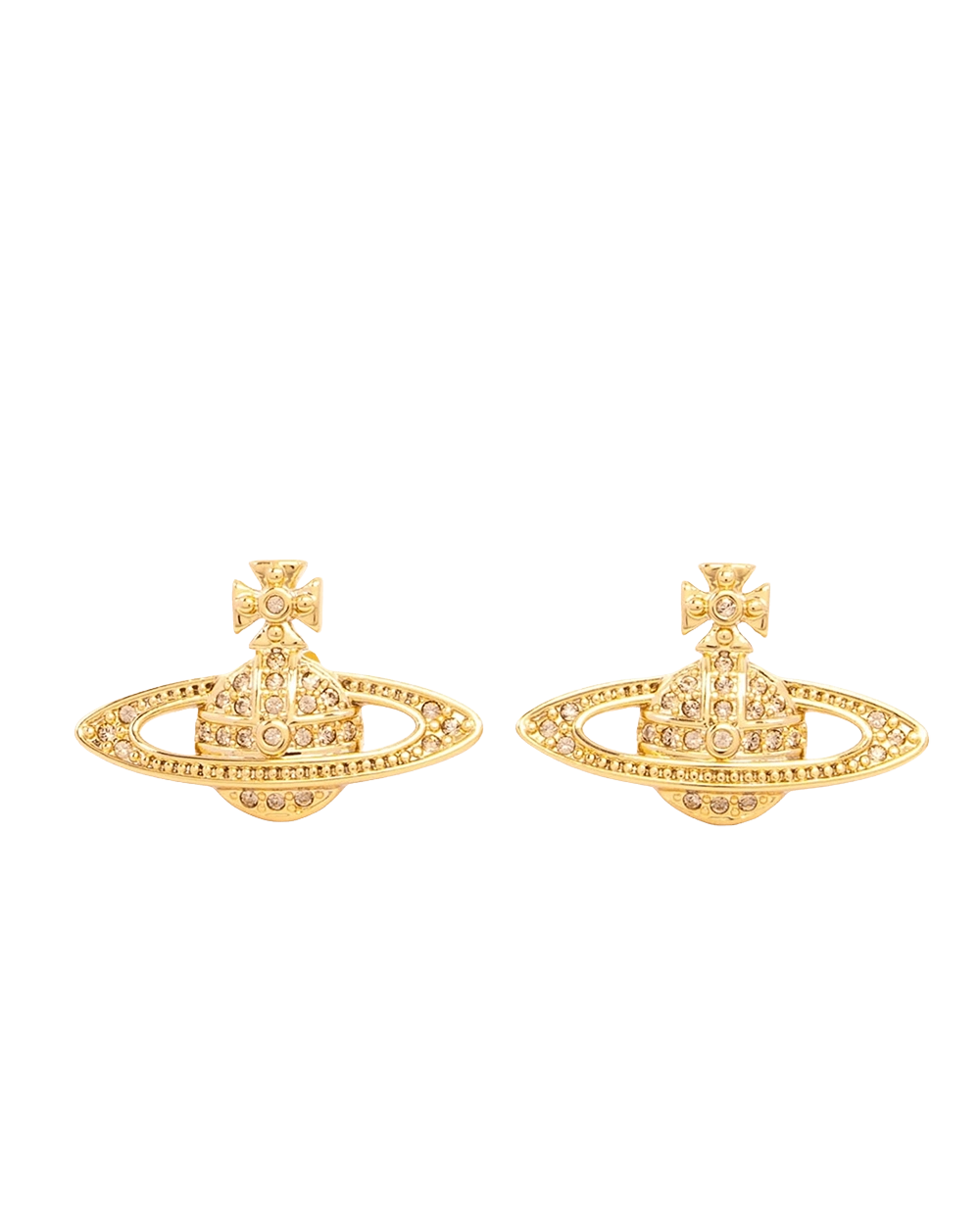 BA260205 NEW VIVIENNE WESTWOOD GRACR BAS RELIEF STUD EARRINGS 2.5 CM CRYSTAL GHW