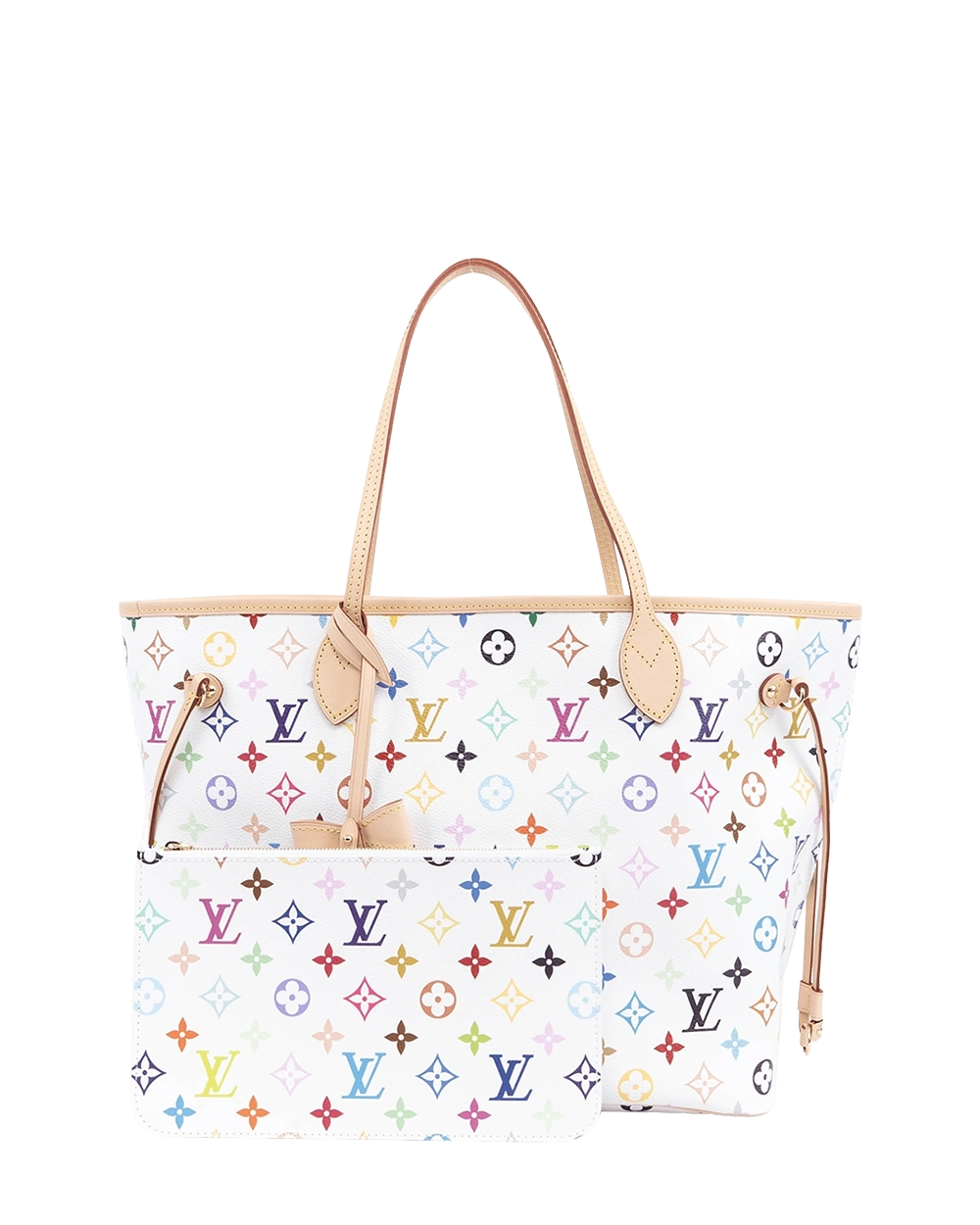 BA260227 NEW LV X TM NEVERFULL MM WHITE MULTI COLOR MONOGRAM CANVAS GHW MICROCHIP