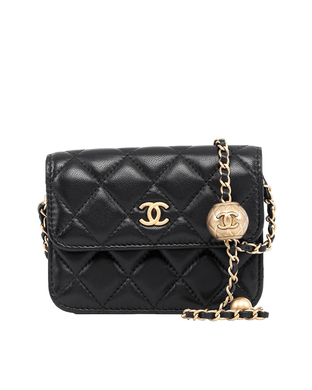 BA260258 CHANEL CLUTCH ADJ BALL BLACK LAMB GHW 30986187