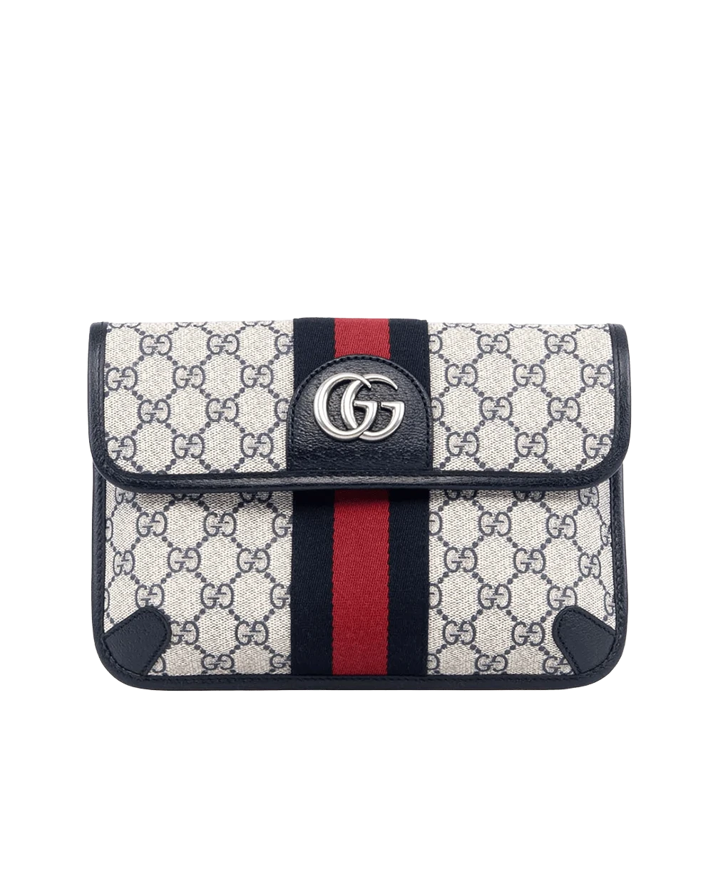 BA260280 GUCCI OPHIDIA BELT BAG NAVY RED BLUE GG MONOGRAM CANVAS RHW 674081 525040
