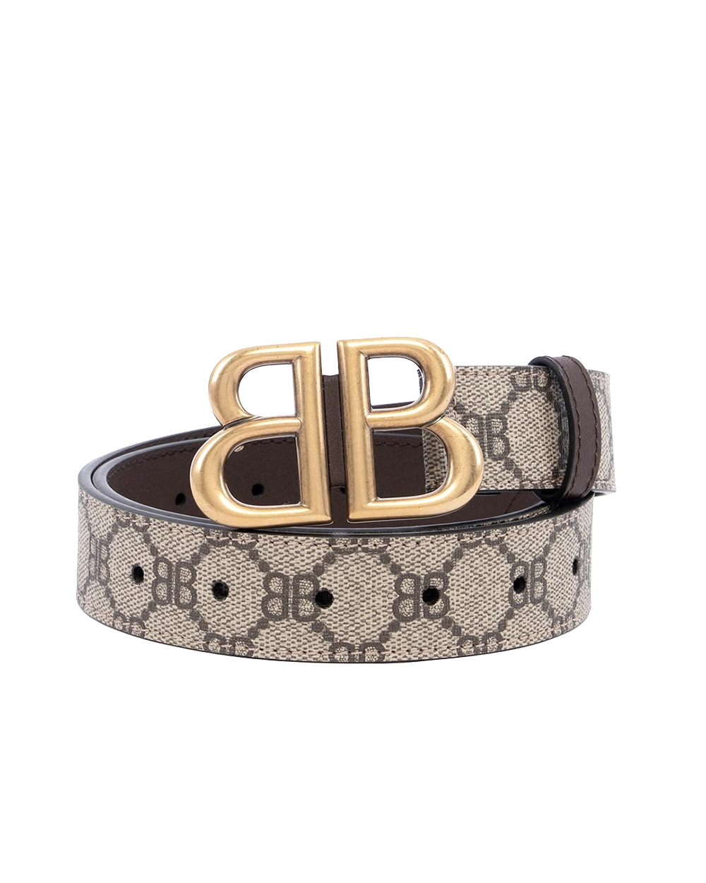BA260336 BALENCIAGA BELT 80 BROWN CANVAS GHW 680458 0001 B 493075