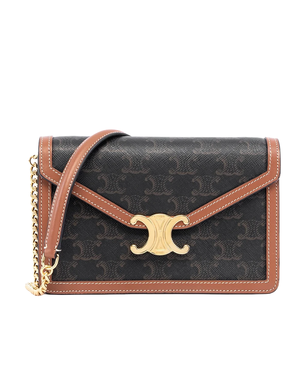 BA260351 CELINE TRIOMPHE WOC BROWN TAN CANVAS GHW F ME 2243 result